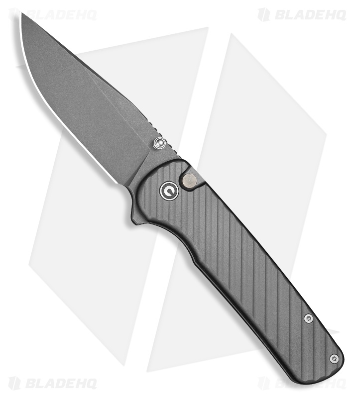 CIVIVI Iron Tide Button Lock Knife Gray Aluminum (3.2" Gray SW)