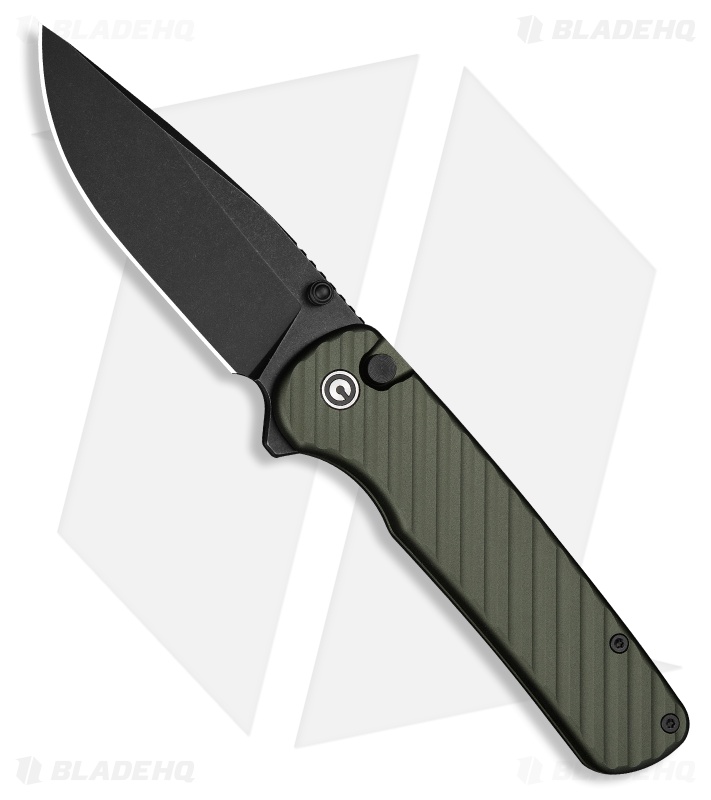 CIVIVI Iron Tide Button Lock Knife Forest Green Aluminum (3.2" Black SW)