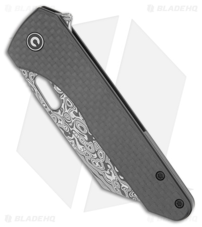 CIVIVI Nugz Liner Lock Knife Twill Carbon Fiber/Black G-10 (3.2" Damascus)