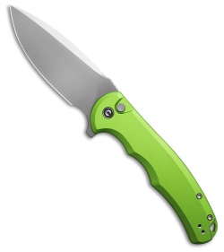 CIVIVI Praxis Flipper Button Lock Knife Green Aluminum (3.7" Satin) C18026E-3