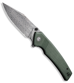 CIVIVI Tranquil Liner Lock Knife Green Micarta (3.7" Black Damascus)  C23027-DS1