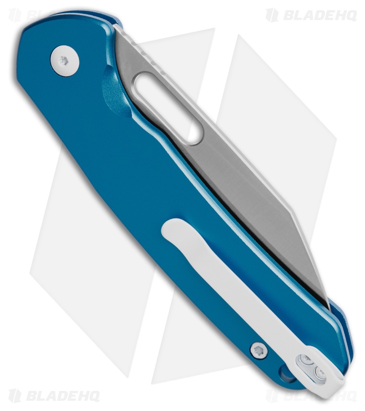 CJRB Cutlery Pyrite-Alt Zero Forks Button Lock Knife Blue Aluminum (3.1" Satin)