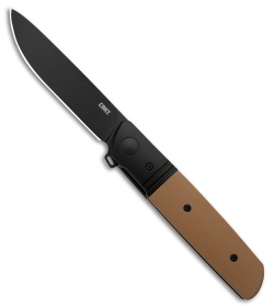 CRKT Bamboozled Assisted Tan G-10/Steel Drop Point Black D2