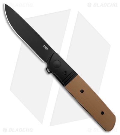 CRKT Bamboozled Assisted Tan G-10/Steel Drop Point Black D2