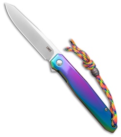 CRKT Ken Onion Facet Frame Lock Knife Iridescent TiN SS (3.4" Satin 12C27)