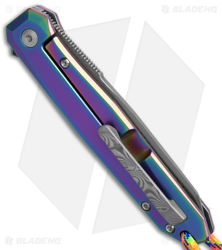 CRKT Facet | Iridescent TiN Ti | Acid Etch Damascus