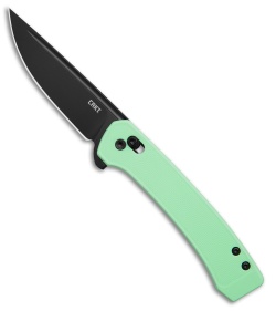 CRKT Q Compact Crossbar Lock Knife Aqua GRN (3.1" Black Oxide 14C28N)