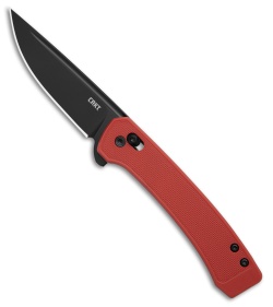 CRKT Q Compact Crossbar Lock Knife Red GRN (3.1" Black Oxide 14C28N)