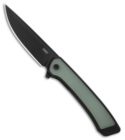 CRKT Q Liner Lock Knife Black Aluminum + Jade G-10 Inlay (2.9" DLC S35VN) 7077J