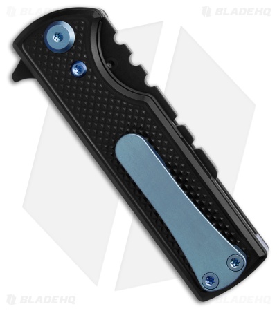 Chaves CHUB Flipper Blue Label Knife Black Knurled Al/Blue Ti (1" Black Utility)