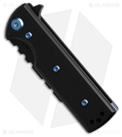 Chaves CHUB Flipper Blue Label Knife Black Knurled Al/Blue Ti (1" Black Utility)