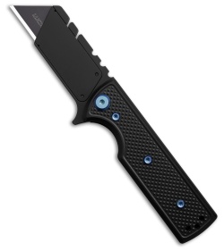 Chaves CHUB Flipper Blue Label Knife Black Knurled Al/Blue Ti (1" Black Utility)