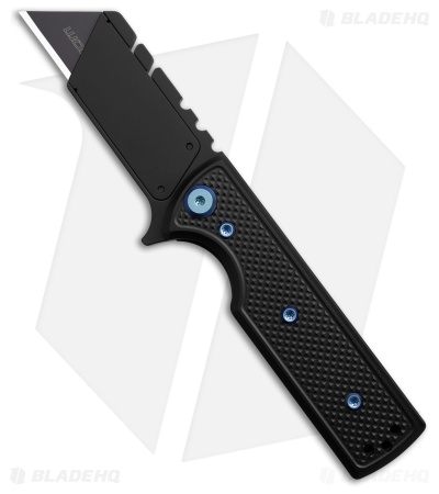 Chaves CHUB Flipper Blue Label Knife Black Knurled Al/Blue Ti (1" Black Utility)