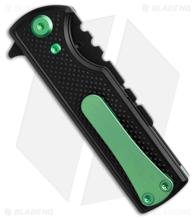 Chaves CHUB Flipper Blue Label Knife Black Knurled Al/Green Ti (1" BLK Utility)