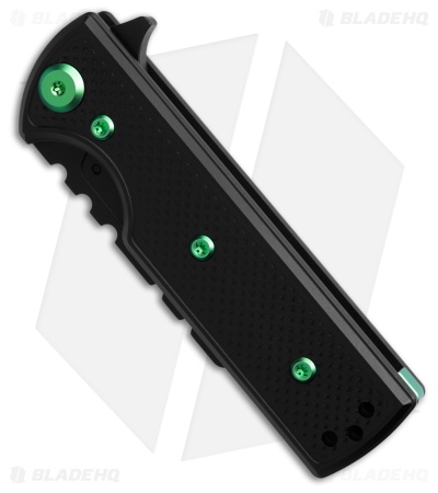 Chaves CHUB Flipper Blue Label Knife Black Knurled Al/Green Ti (1" BLK Utility)