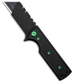 Chaves CHUB Flipper Blue Label Knife Black Knurled Al/Green Ti (1" BLK Utility)