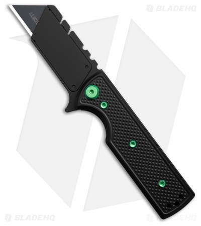 Chaves CHUB Flipper Blue Label Knife Black Knurled Al/Green Ti (1" BLK Utility)