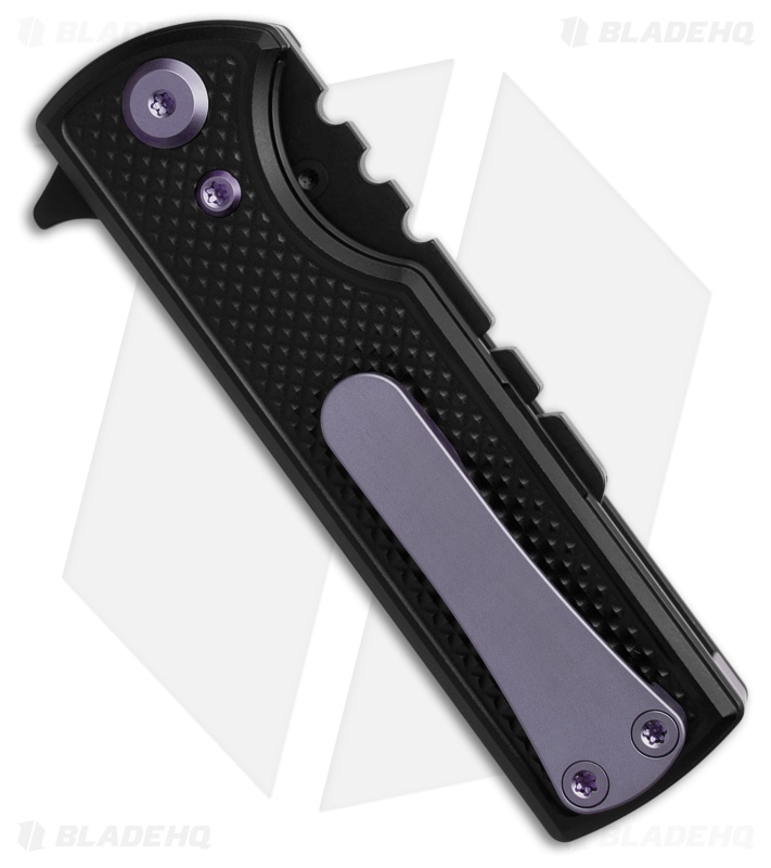 Chaves CHUB Flipper Blue Label Knife Black Knurled Al/Purple (1" Black Utility)