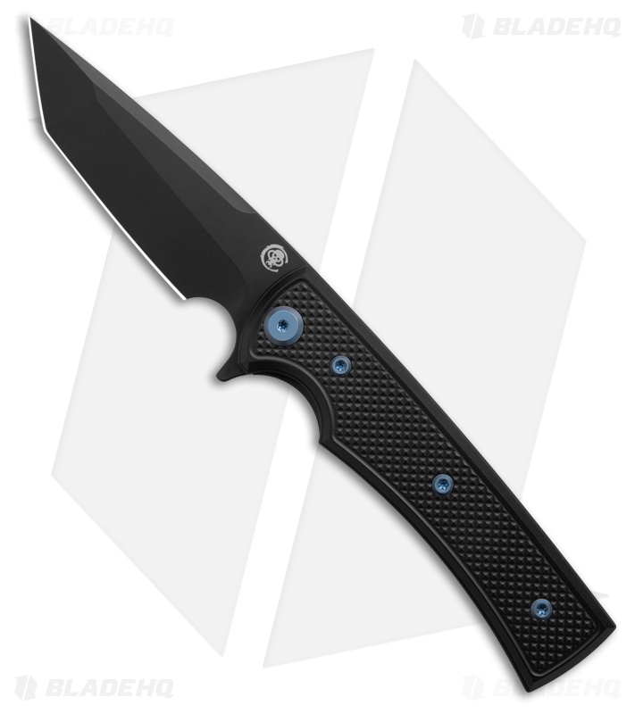 Chaves Knives Blue Label Liberation Street Tanto Knife BLK Al/Blue Ti (3.1" BLK)