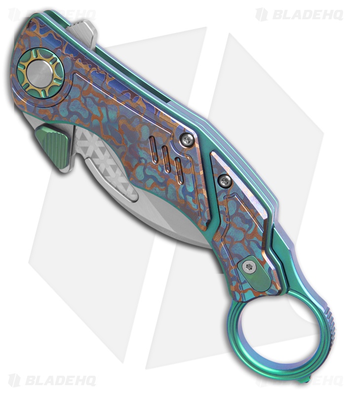 Critical Strike Predator Liner Lock Karambit Knife Camo/Green Ti (2.7" BB)