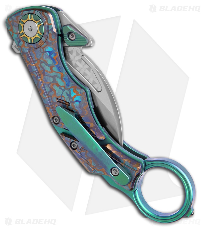 Critical Strike Predator Liner Lock Karambit Knife Camo/Green Ti (2.7" BB)