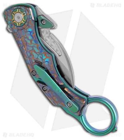 Critical Strike Predator Liner Lock Karambit Knife Camo/Green Ti (2.7" BB)
