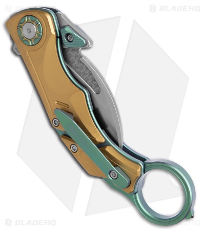 Critical Strike Predator Liner Lock Karambit Knife Copper/Green Ti (2.7" BB)