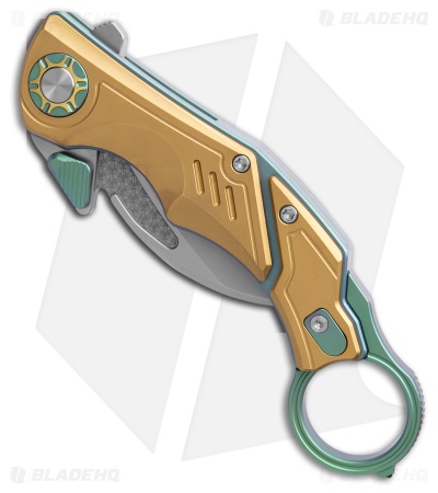 Critical Strike Predator Liner Lock Karambit Knife Copper/Green Ti (2.7" BB)