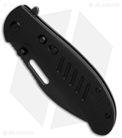 Critical Strike Zulu Button Liner Lock Knife Black G-10 (2.9" Black SW)