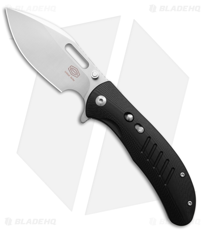 Critical Strike Zulu Button Liner Lock Knife Black G-10 (2.9" Satin)