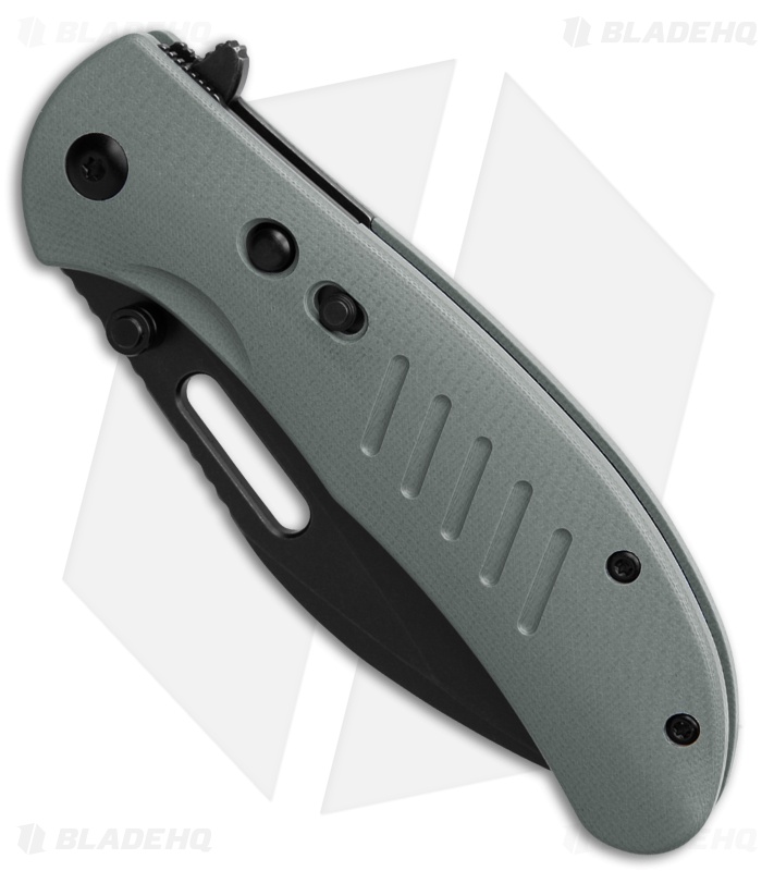 Critical Strike Zulu Button Liner Lock Knife Gray G-10 (2.9" Black SW)