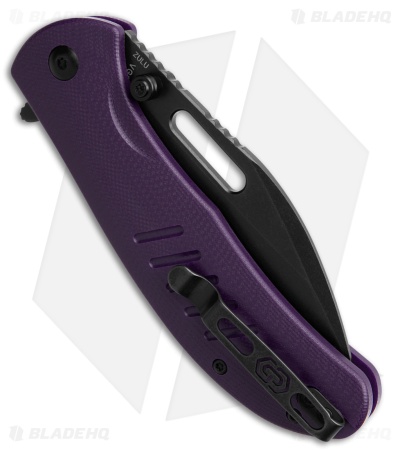 Critical Strike Zulu Button Liner Lock Knife Purple G-10 (2.9" Black SW)