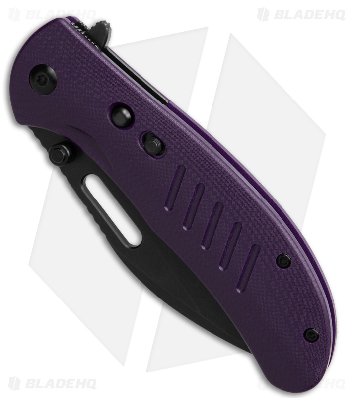 Critical Strike Zulu Button Liner Lock Knife Purple G-10 (2.9" Black SW)