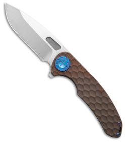 Curtiss Custom F3 Large Drop Point Knife PM Milled Bronze Ti (3.8" Satin)