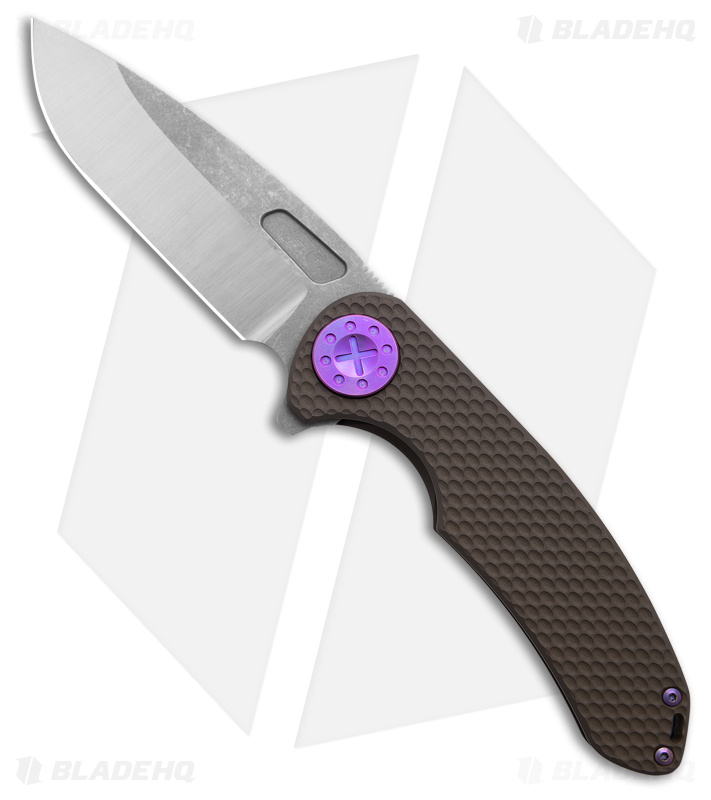 Curtiss Custom F3 Large Frame Lock Knife SPM Milled Bronze Ti (3.8" Satin/BB)