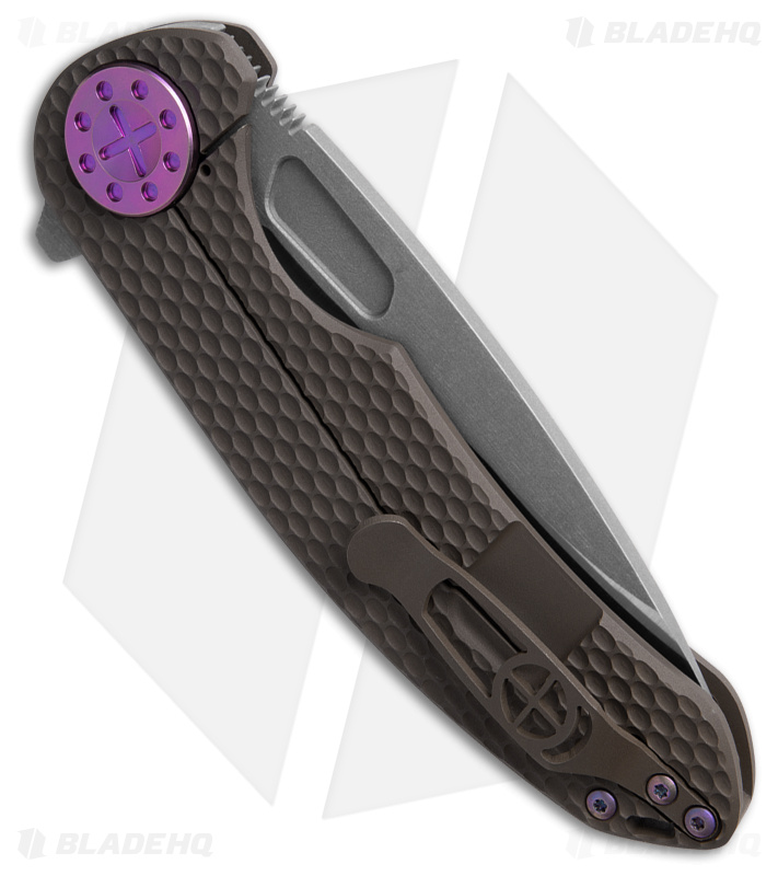 Curtiss Custom F3 Large Frame Lock Knife SPM Milled Bronze Ti (3.8" Satin/BB)