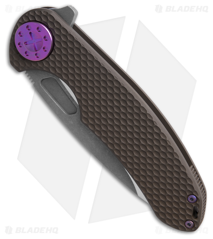 Curtiss Custom F3 Large Frame Lock Knife SPM Milled Bronze Ti (3.8" Satin/BB)