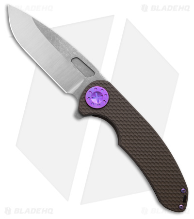 Curtiss Custom F3 Large Frame Lock Knife SPM Milled Bronze Ti (3.8" Satin/BB)