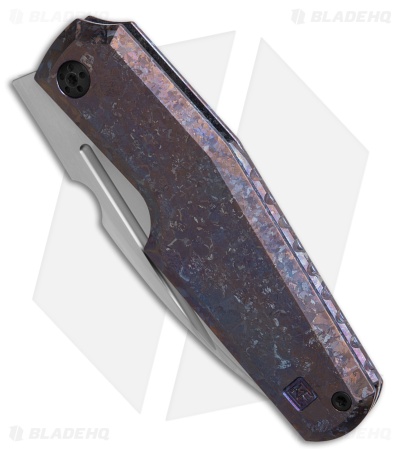 Custom Knife Factory Elementak Frame Lock Knife Crystal Purple Titanium(3.50" SW