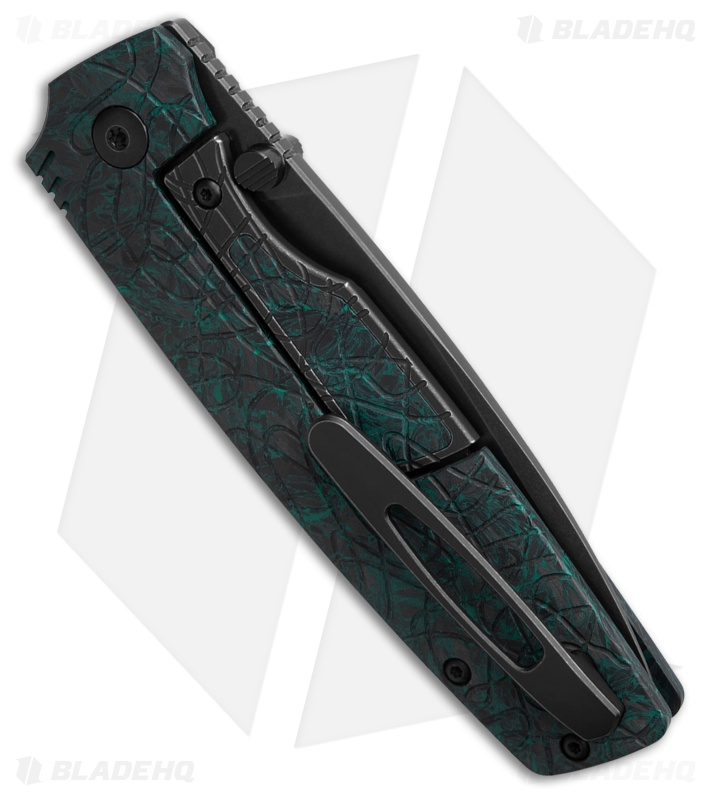 Custom Knife Factory LEX Frame Lock Green/Black CF (3.50" Black Stonewash)