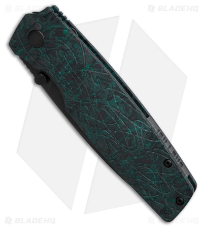 Custom Knife Factory LEX Frame Lock Green/Black CF (3.50" Black Stonewash)