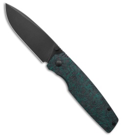 Custom Knife Factory LEX Frame Lock Green/Black CF (3.50" Black Stonewash)