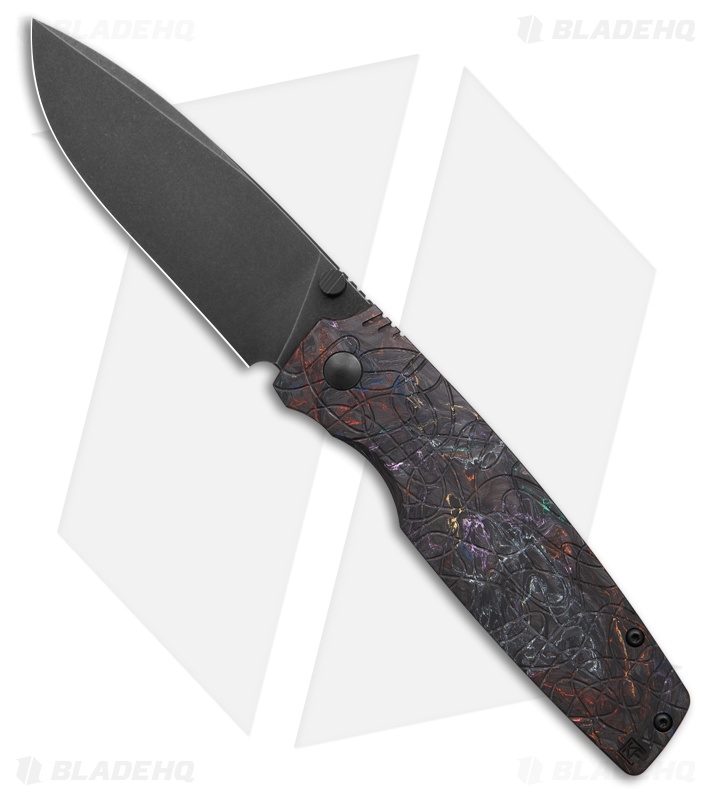 Custom Knife Factory LEX Frame Lock Red/Black CF (3.50" Black Stonewash)