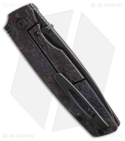 Custom Knife Factory LEX Frame Lock Red/Black CF (3.50" Black Stonewash)