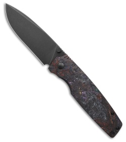 Custom Knife Factory LEX Frame Lock Red/Black CF (3.50" Black Stonewash)