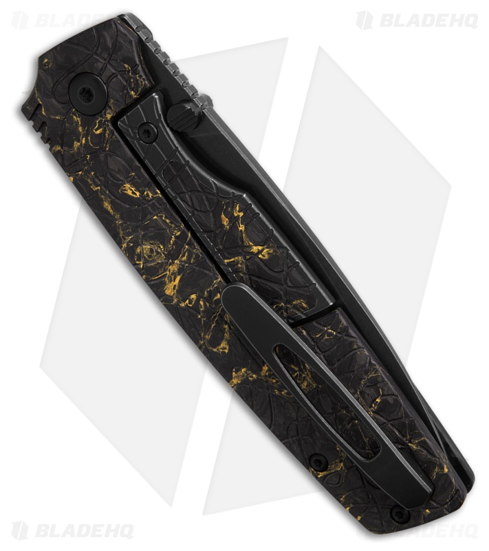 Custom Knife Factory LEX Frame Lock Yellow/Black CF (3.50" Black Stonewash)