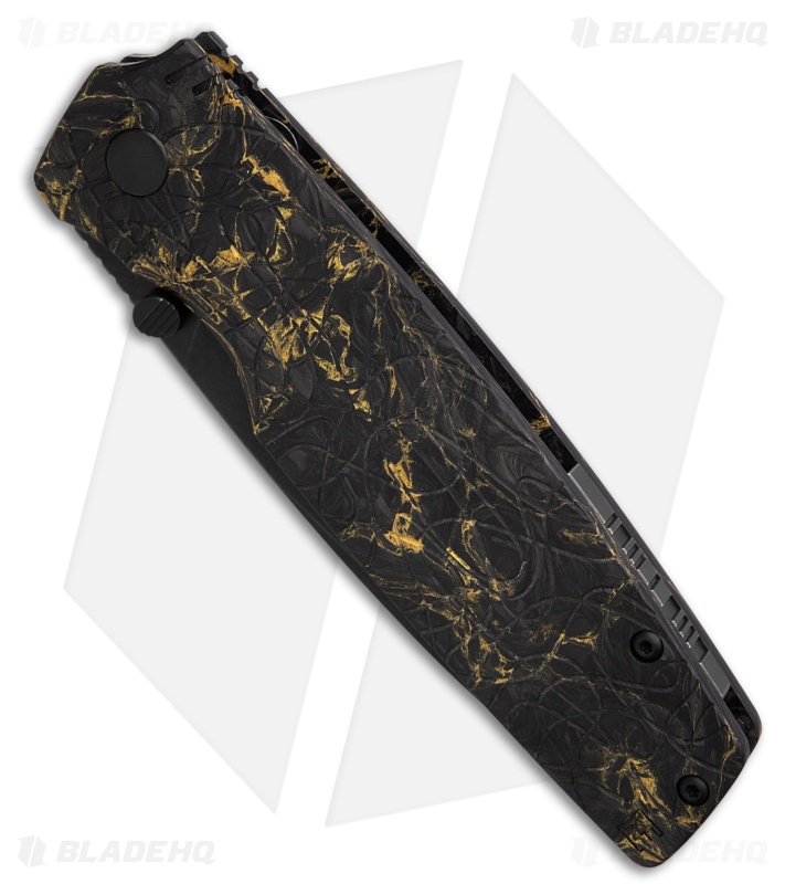 Custom Knife Factory LEX Frame Lock Yellow/Black CF (3.50" Black Stonewash)