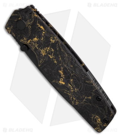 Custom Knife Factory LEX Frame Lock Yellow/Black CF (3.50" Black Stonewash)
