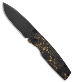 Custom Knife Factory LEX Frame Lock Yellow/Black CF (3.50" Black Stonewash)