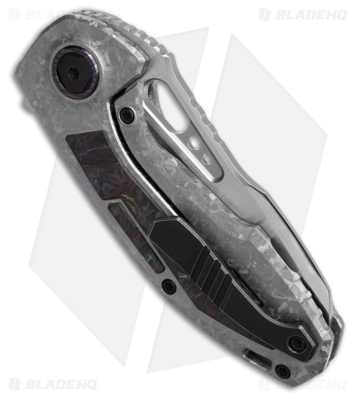Custom Knife Factory Peace Duke 2.0 Frame Lock Knife Crystal Ti/CF(3" Stonewash)